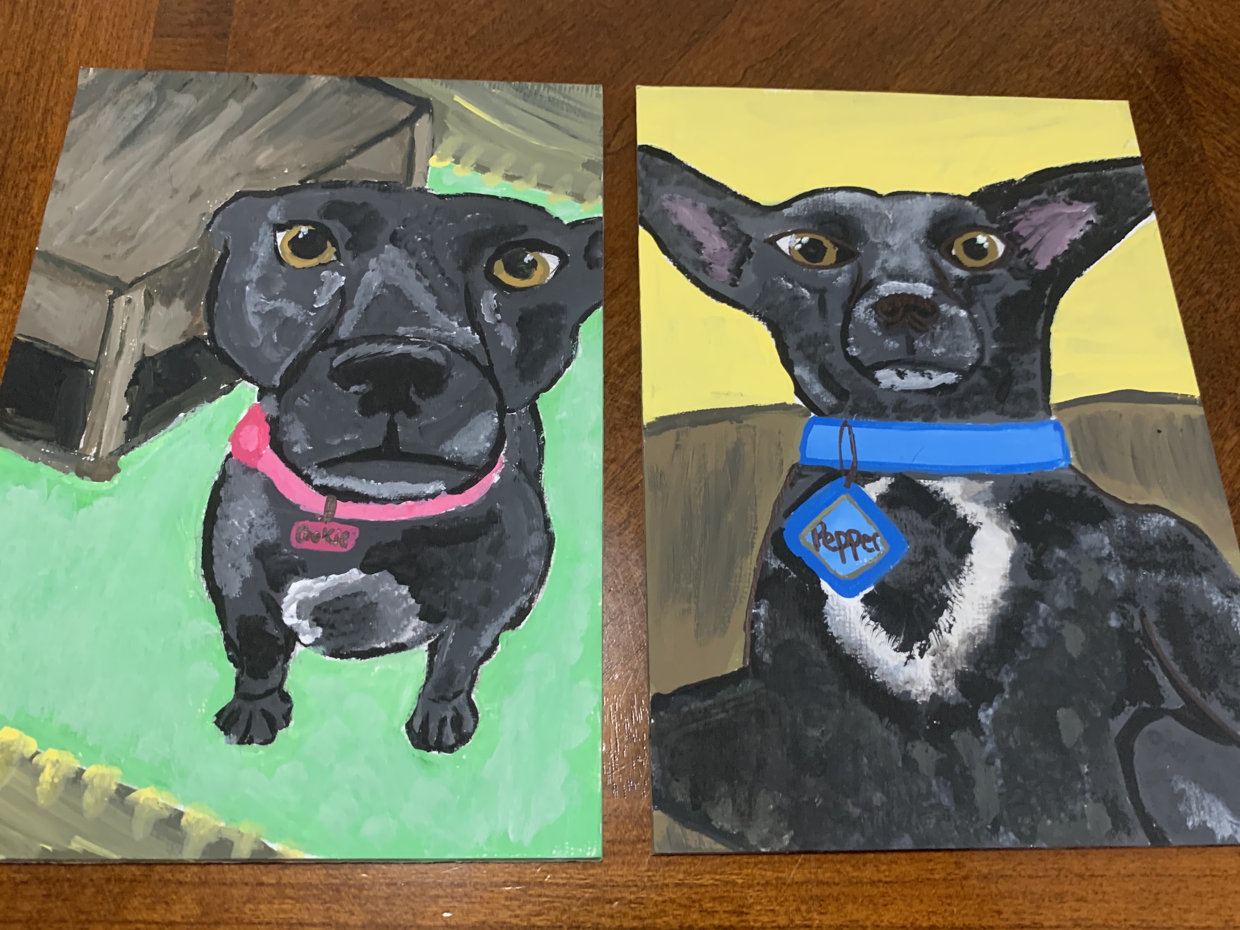 Paintings of Cookie and Pepper